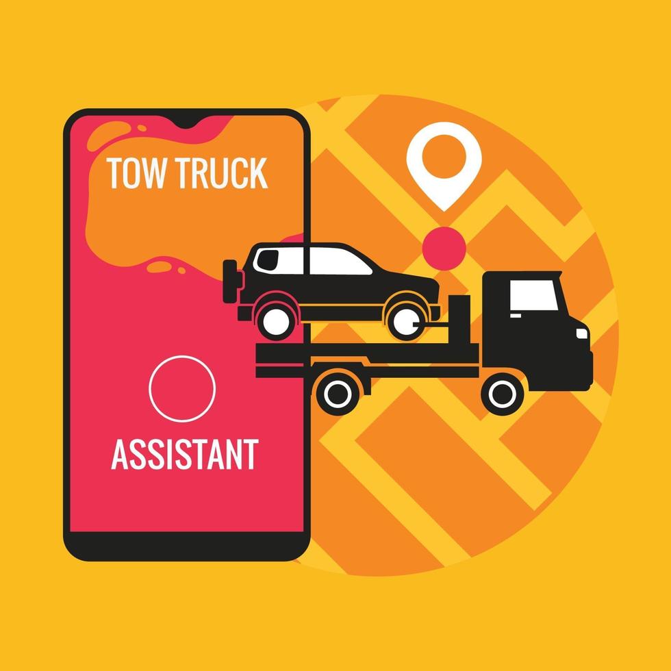 Car Towing Service Mobile Application Concept vector