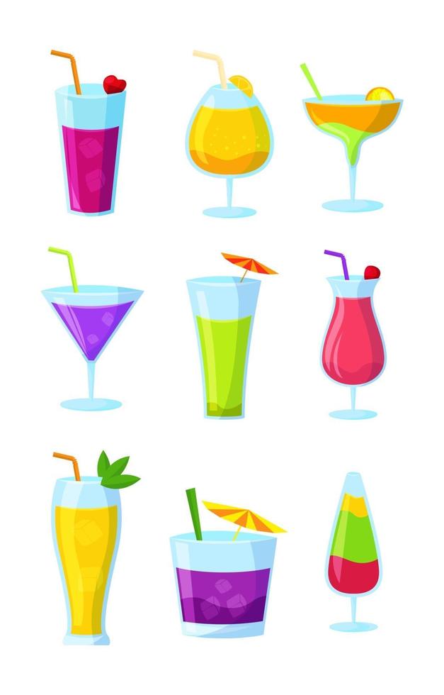 colección de iconos de bebidas de verano vector