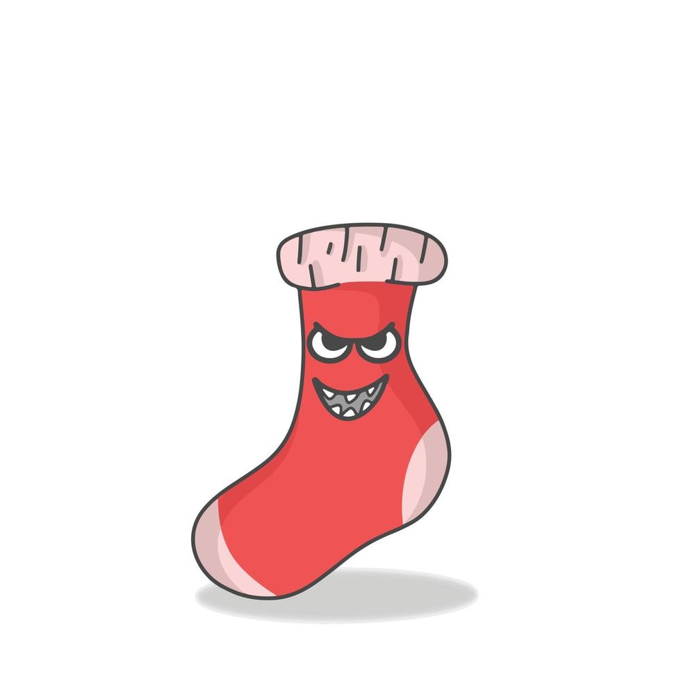 Cute Sock Character Flat Cartoon Vector Template Design Illustration ...