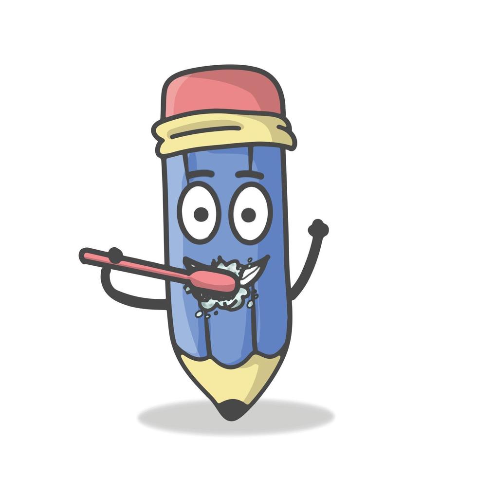 Cute Pencil  Character Flat Cartoon Vector Template Design Illustration
