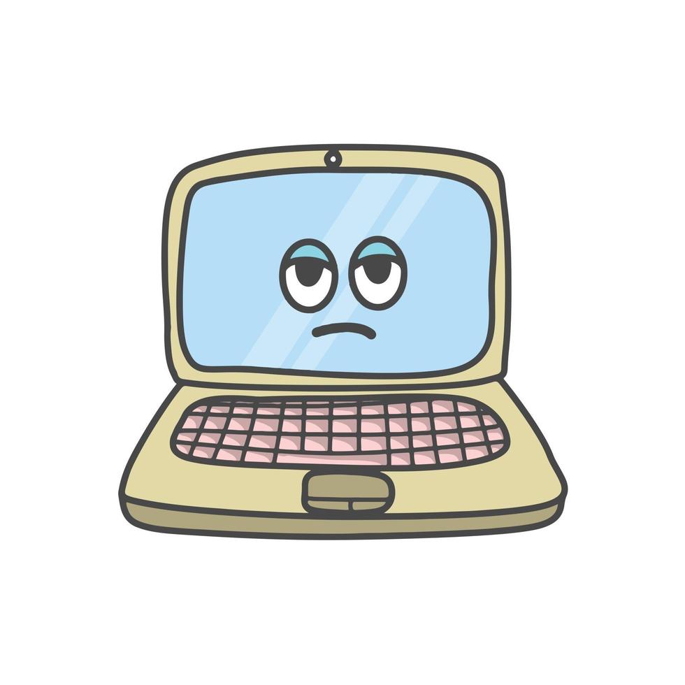 Cute Laptop Character Flat Cartoon Vector Template Design Illustration ...