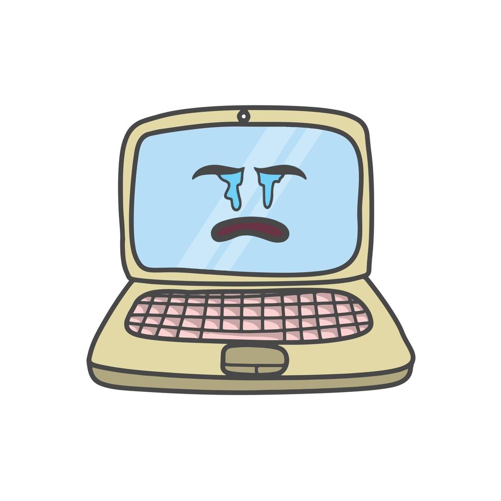 Cute Laptop Character Flat Cartoon Vector Template Design Illustration ...
