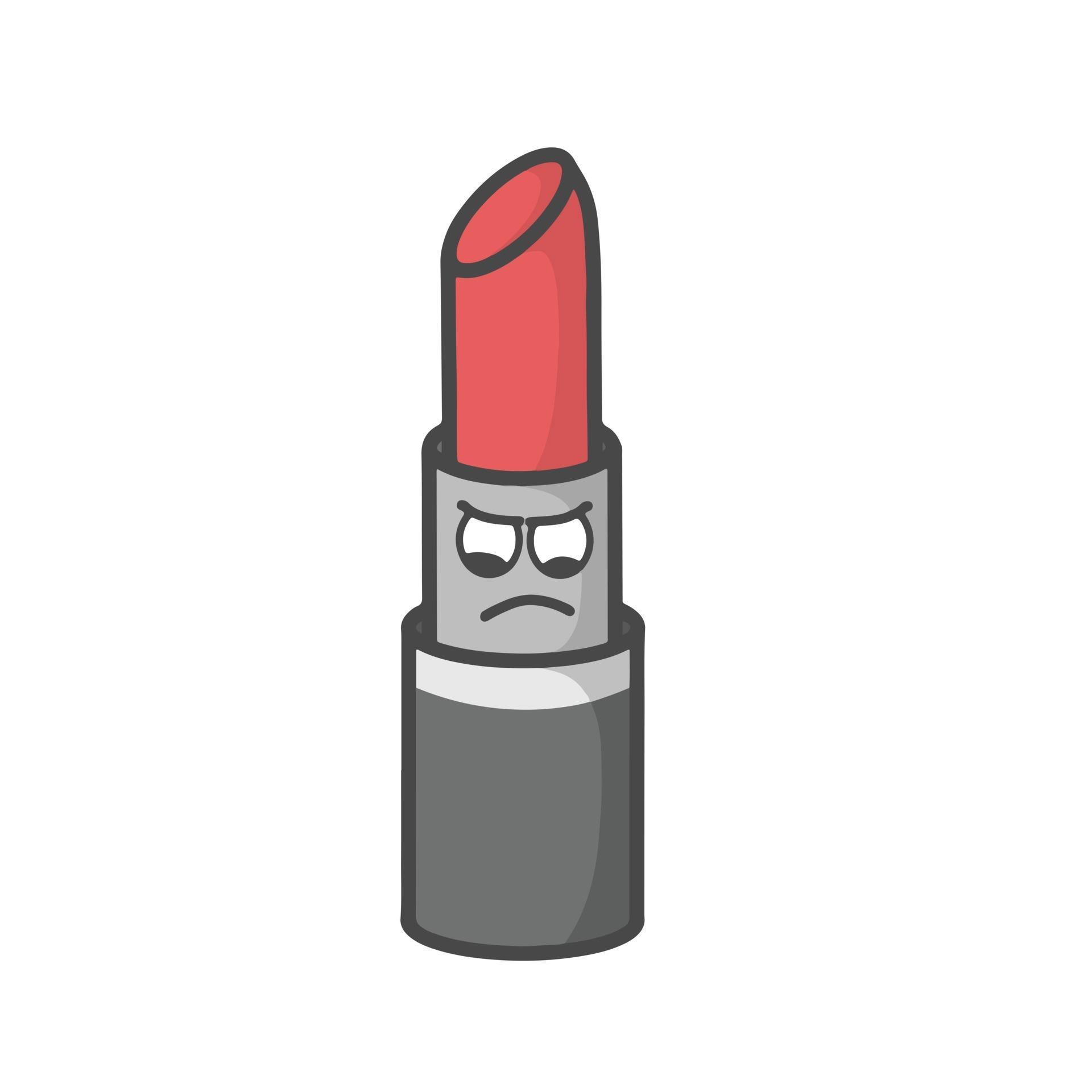 Cute Lipstick Character Flat Cartoon Vector Template 