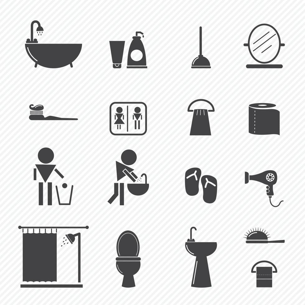 iconos de baño set ilustración vector