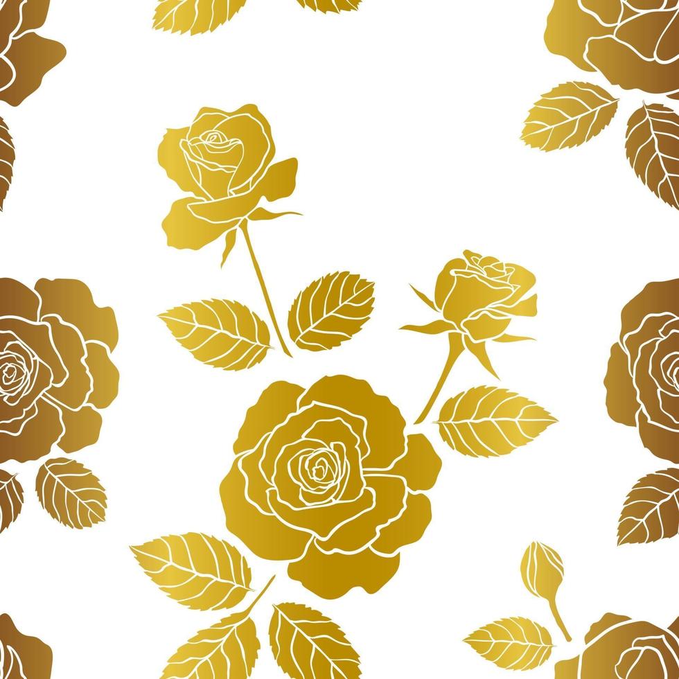 Seamless pattern with roses garden on monotone gold color, for fashion, fabric, textile, print or wallpaper vector