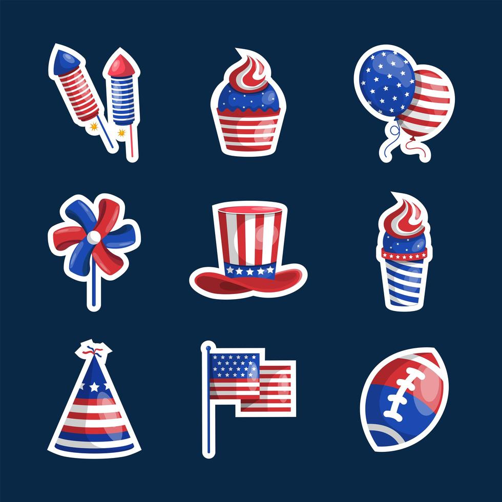 Independence Day Sticker Collection vector