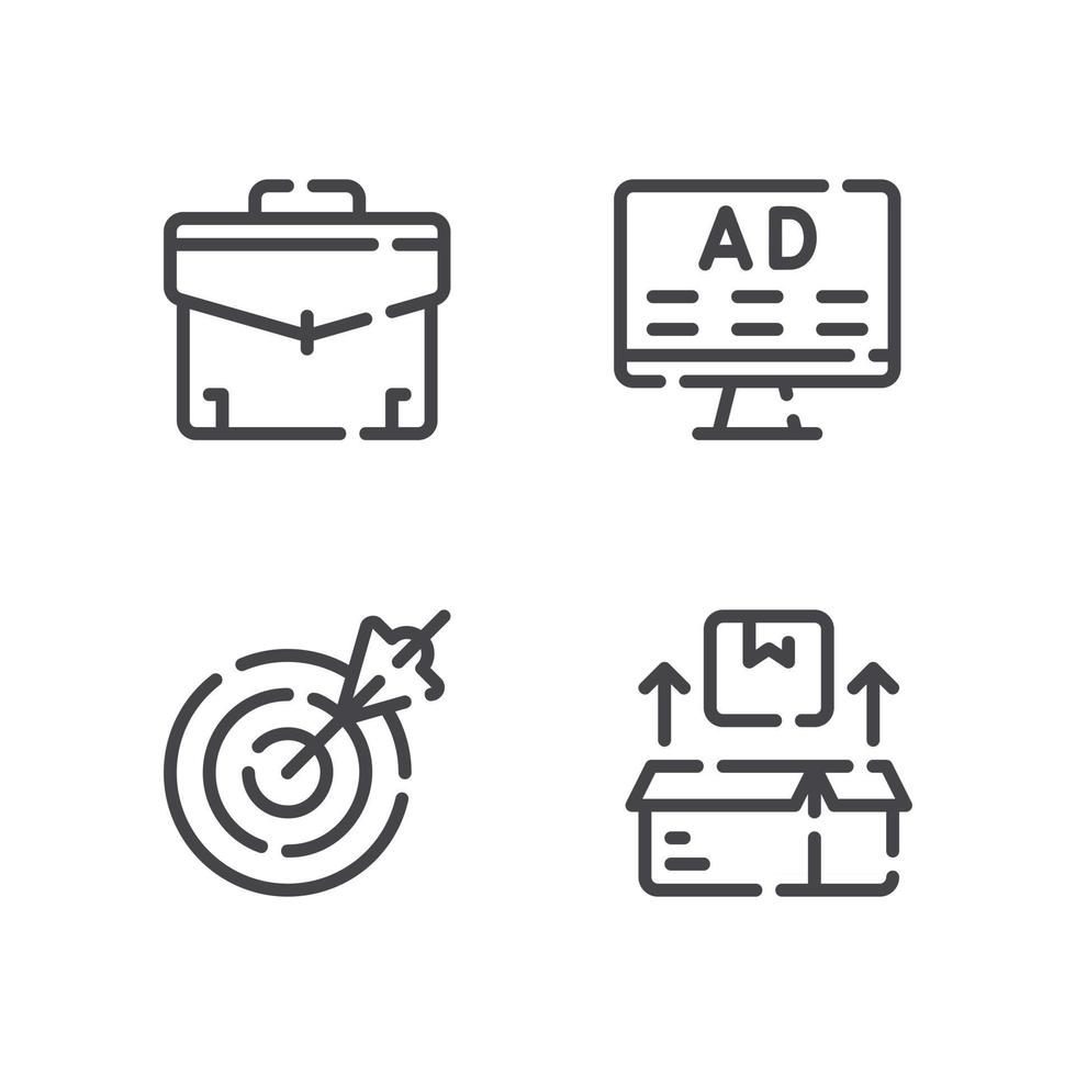 Vector illustration of briefcase ads target product line icon