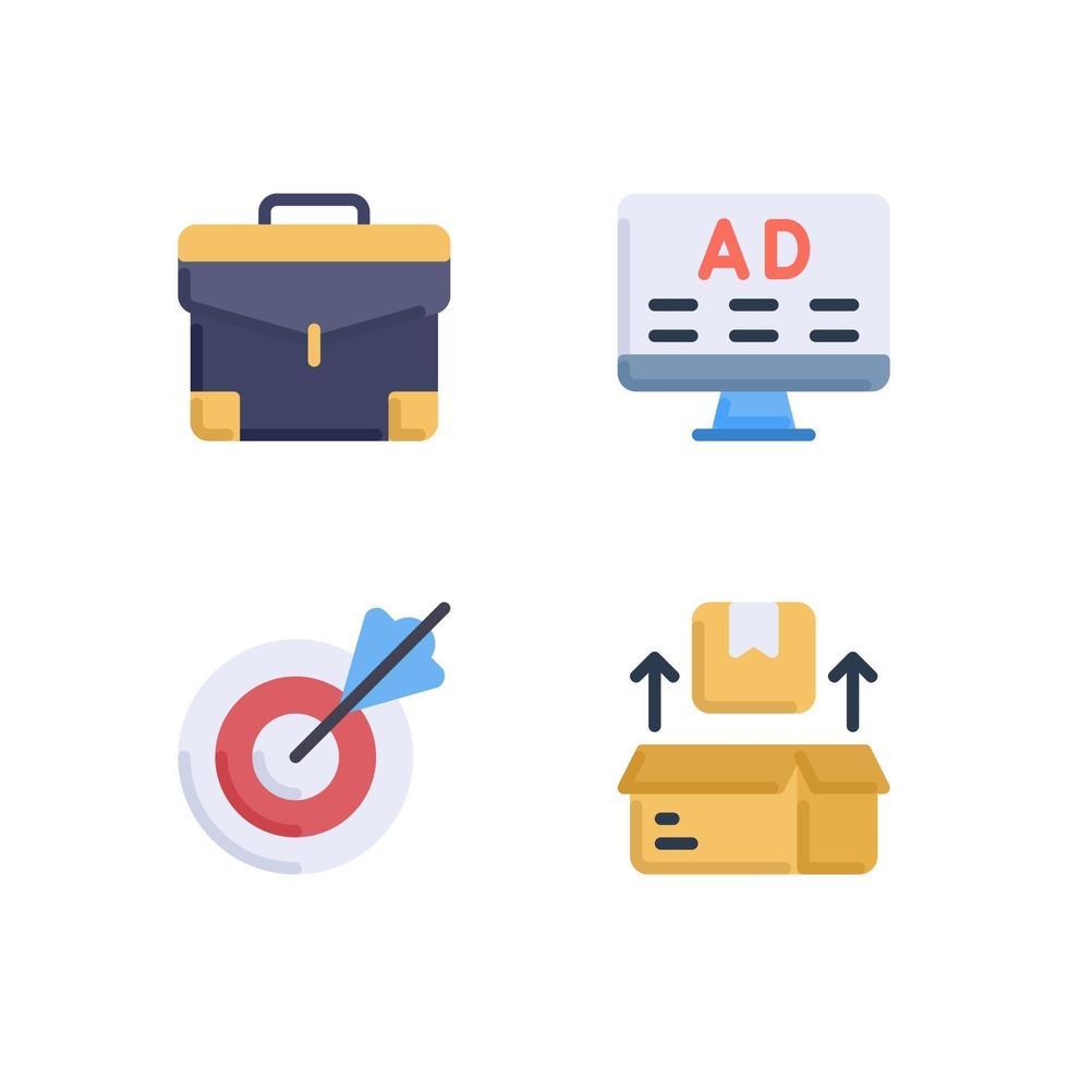 Vector illustration of briefcase ads target product flat icon