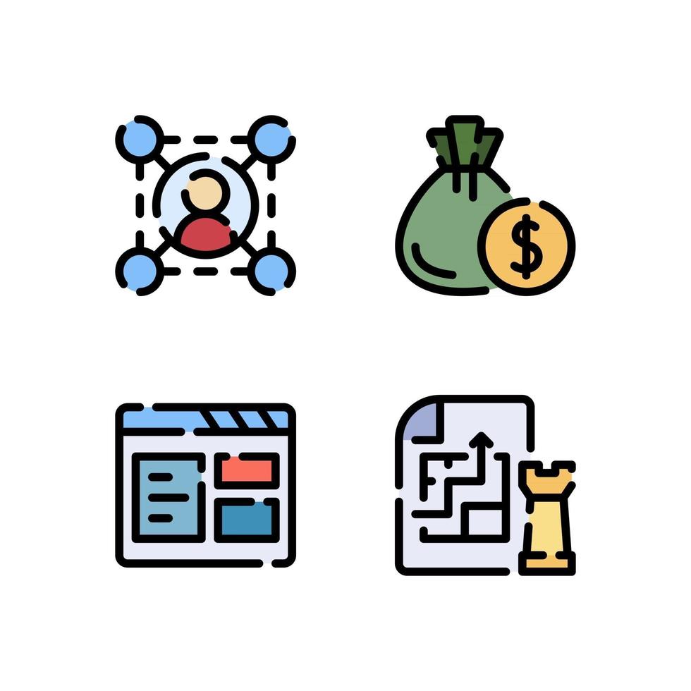 Vector illustration of network budget browser strategy lineal color icon