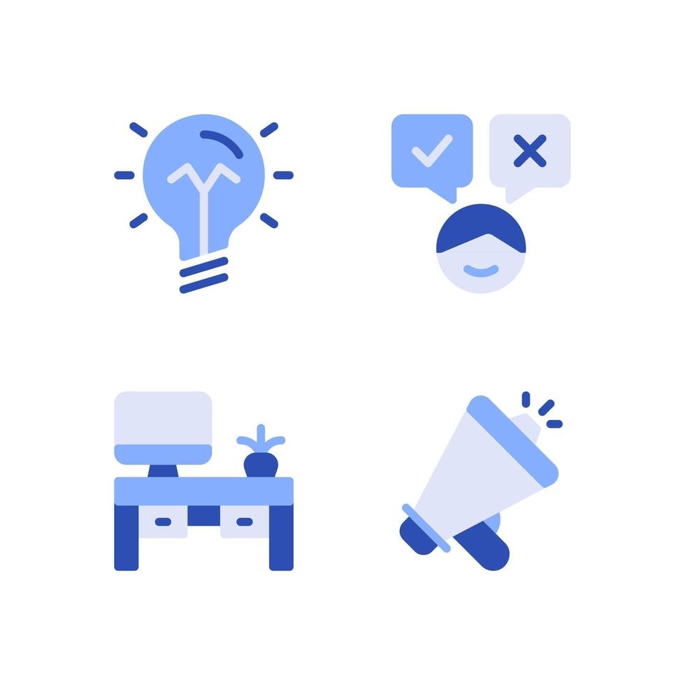 ilustración vectorial de la idea de toma de decisiones oficina megáfono icono azul vector