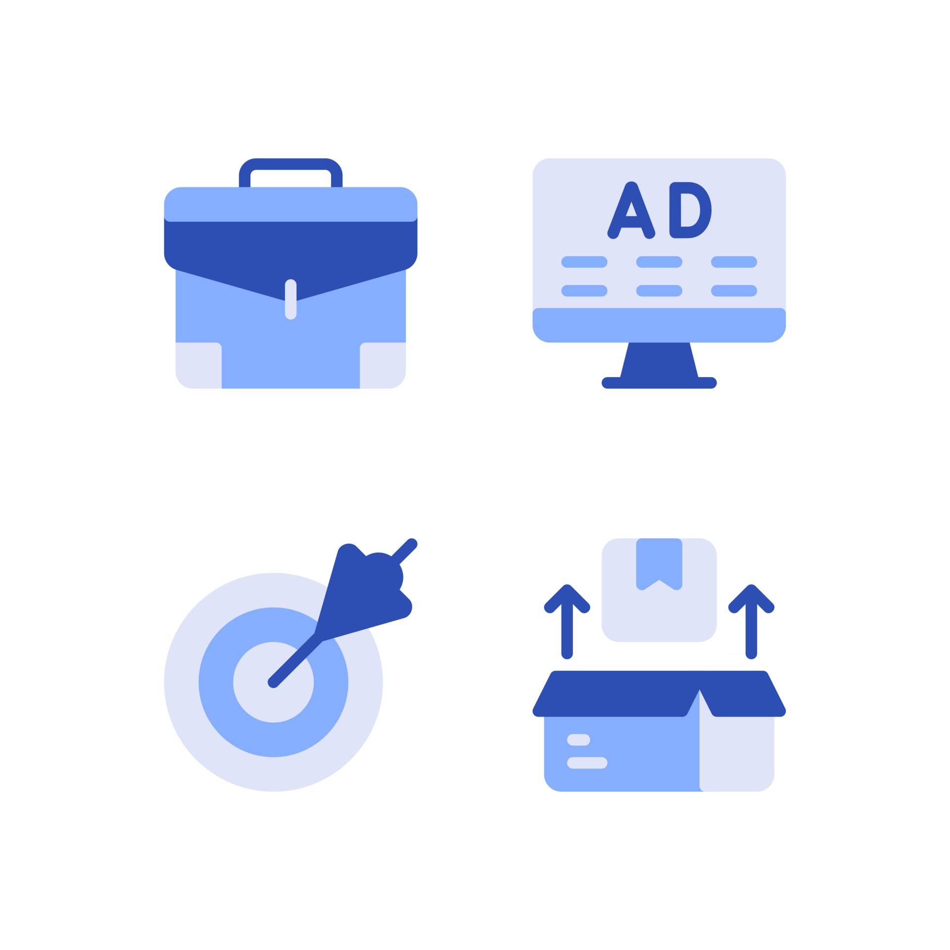 Vector illustration of briefcase ads target product blue icon 2421806 Vector Art at Vecteezy