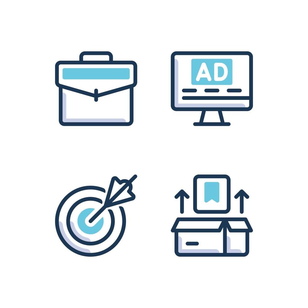 Vector illustration of briefcase ads target product icon