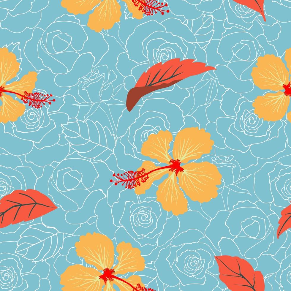 Tropical floral and leaves seamless pattern on pastel roses background for decorative, fashion, fabric, textile, print or wallpaper vector