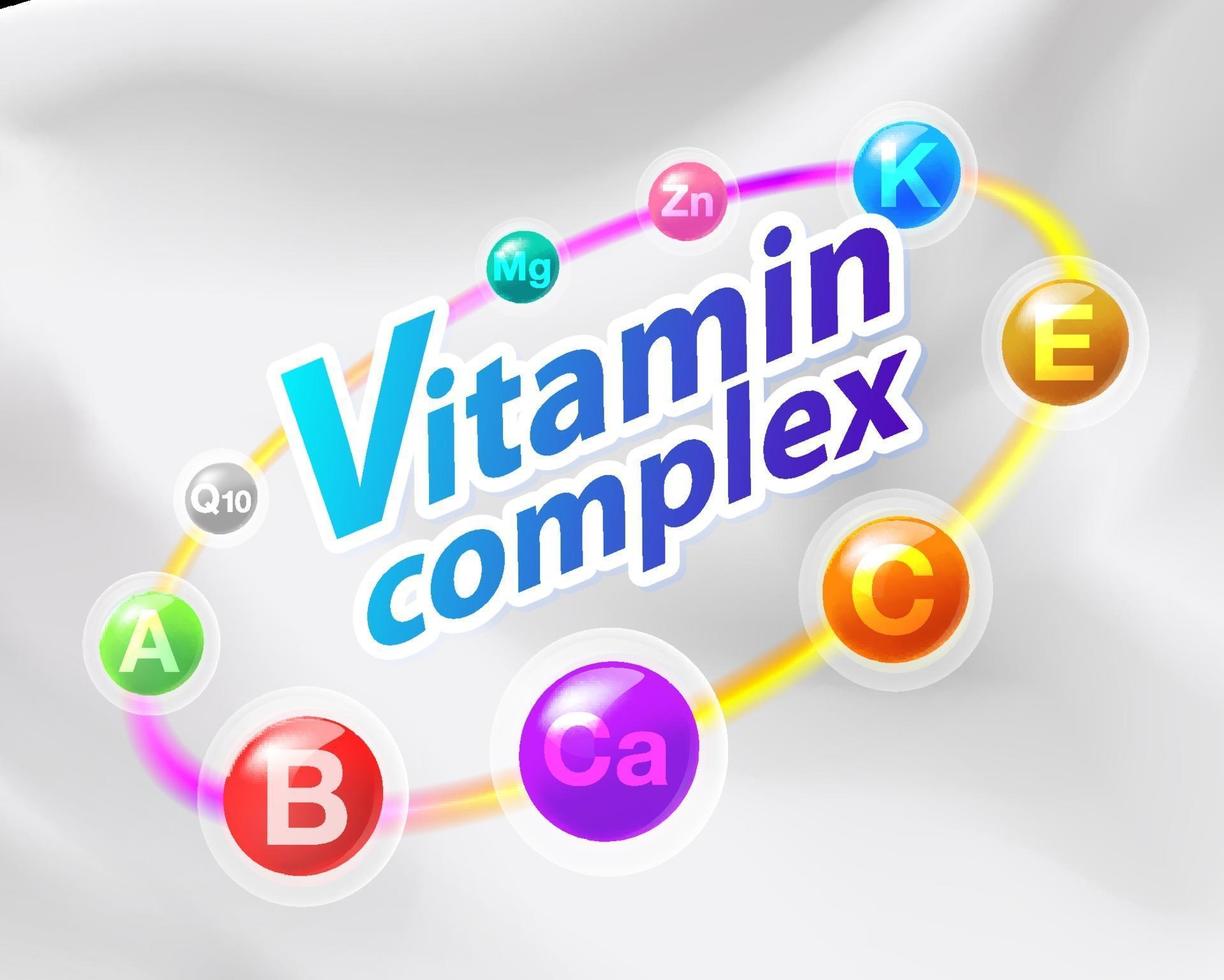 Vitamin Complex set on milk vector