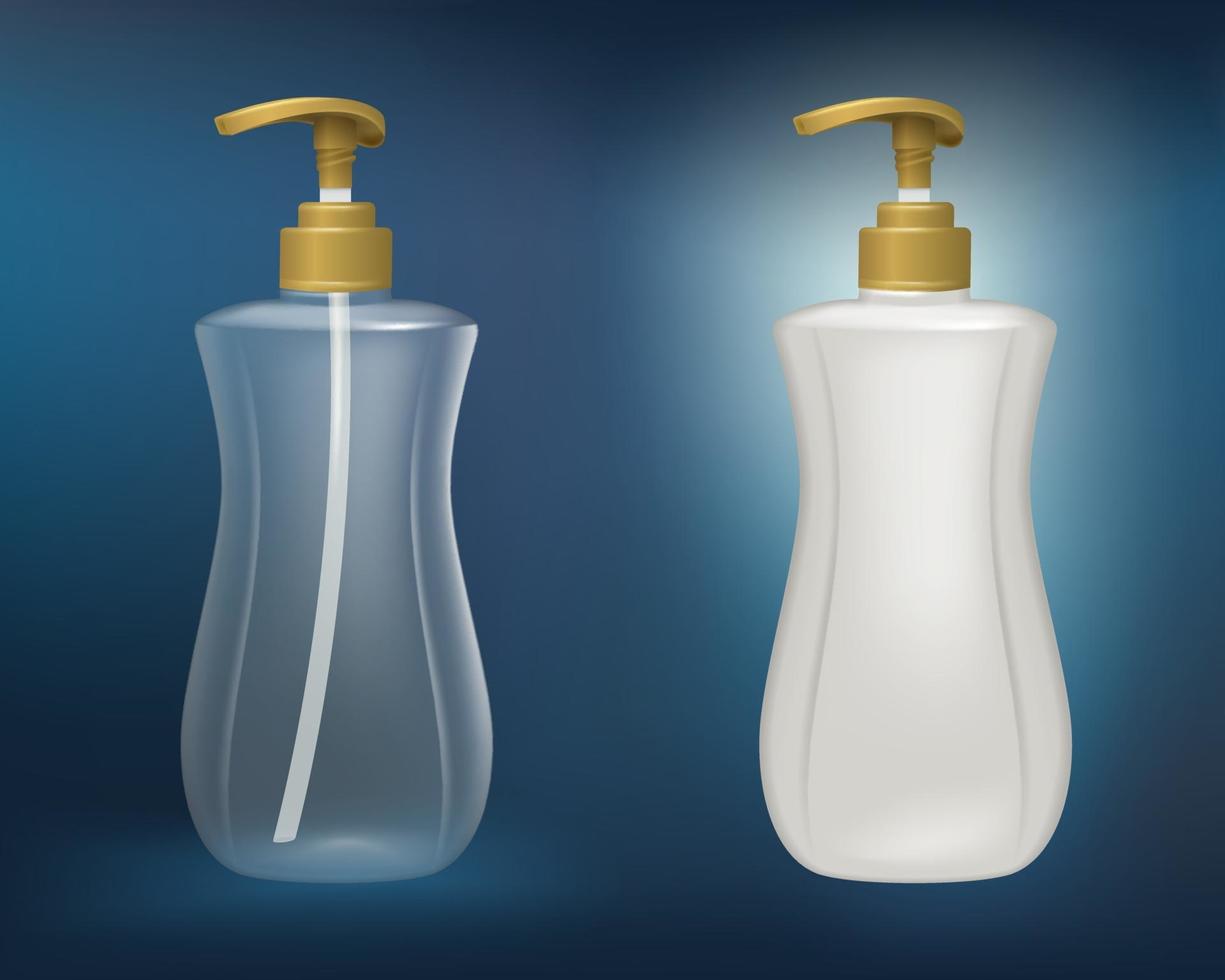 botellas de plástico blanco y plástico transparente vector