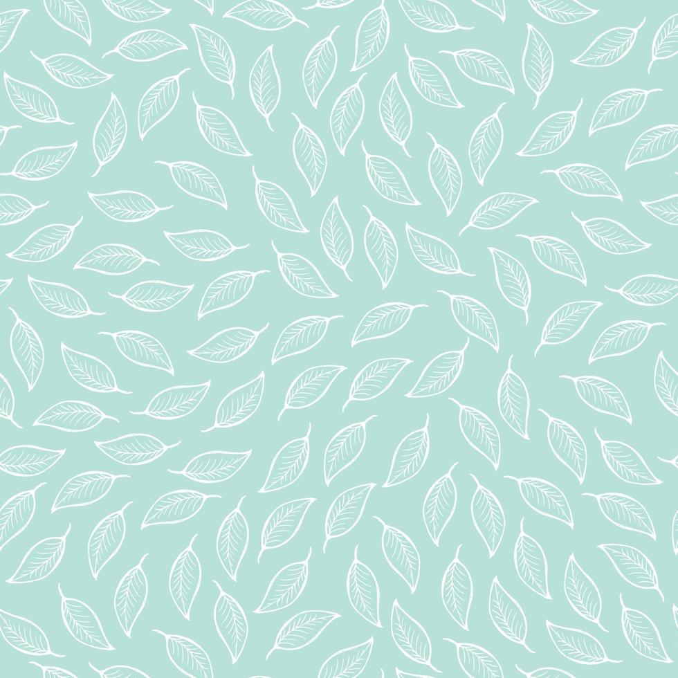 Set of seamless pattern of doodle leaves Vector hand drawn botanical illustration use for wallpaper fabric wedding