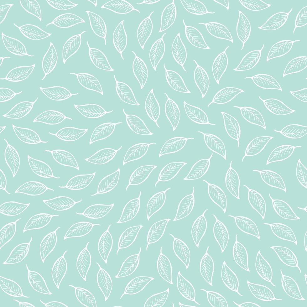 Set of seamless pattern of doodle leaves Vector hand drawn botanical illustration use for wallpaper fabric wedding