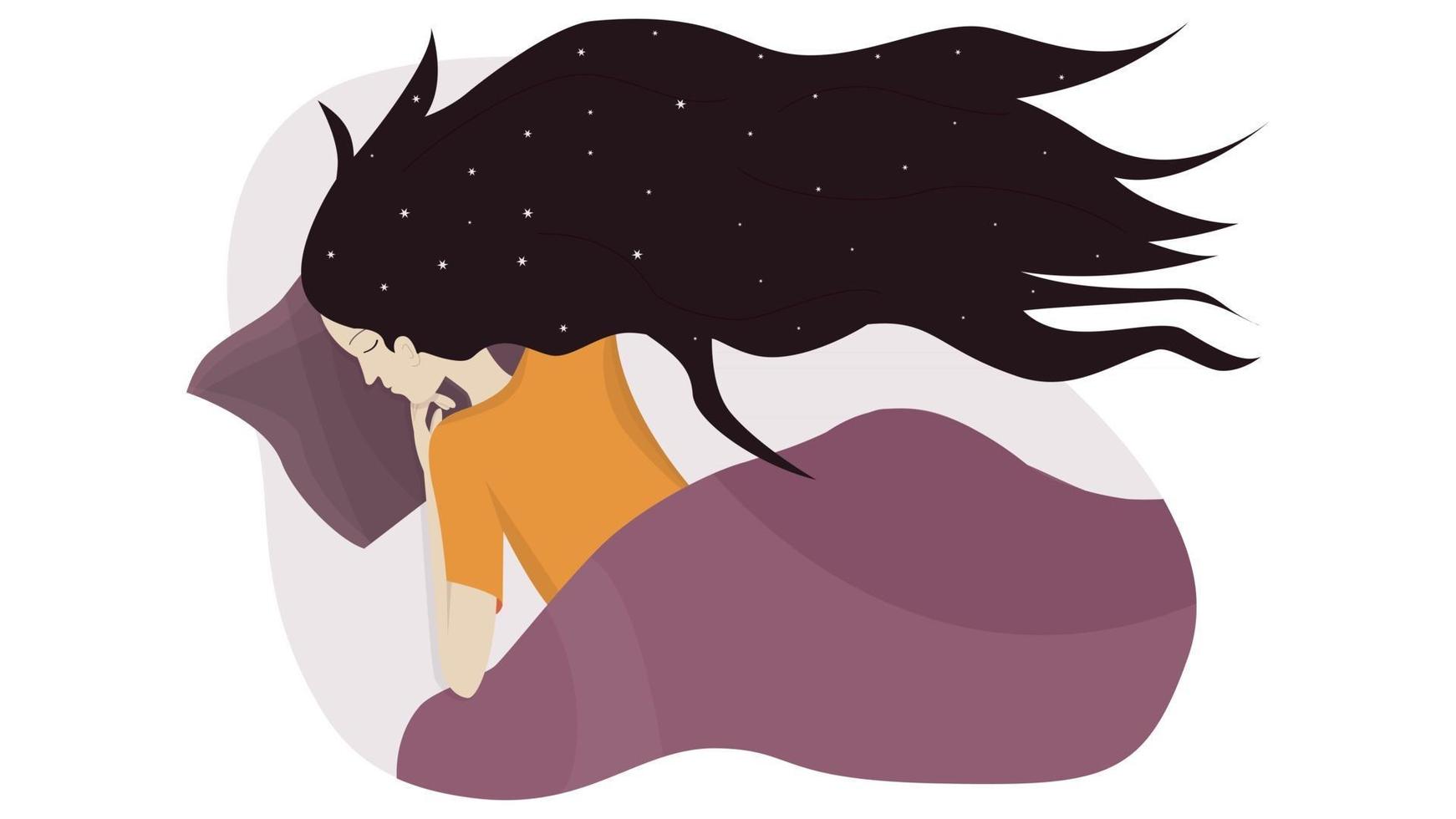 The girl sleeps in her bed vector