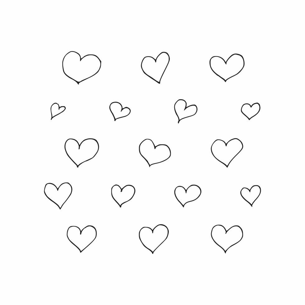 Set of hand drawn hearts isolated on white background Vector illustration for your graphic design