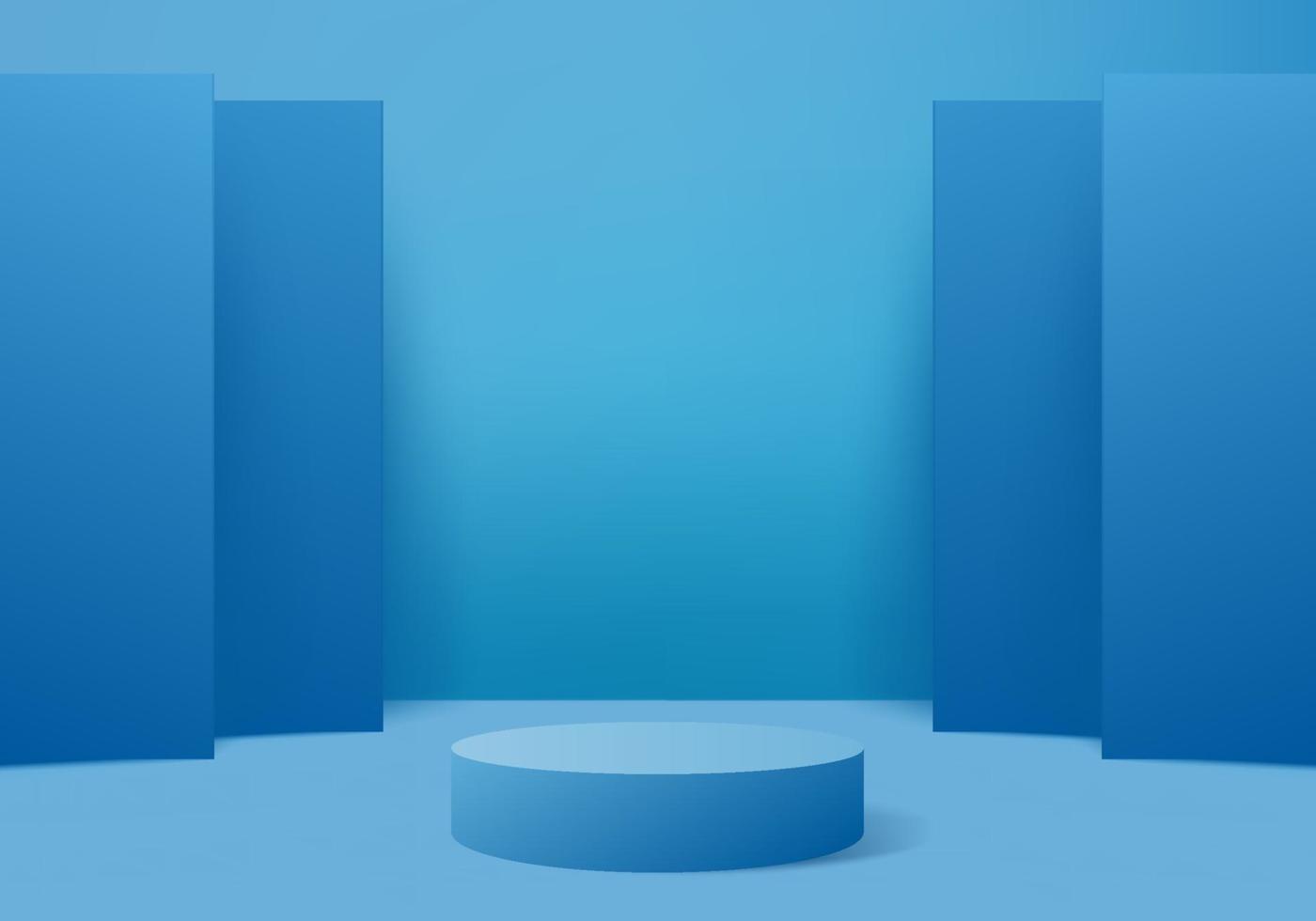 3d background product display podium scene with geometric platform background vector 3d rendering with podium stand to show cosmetic products Stage showcase on pedestal display dark blue studio