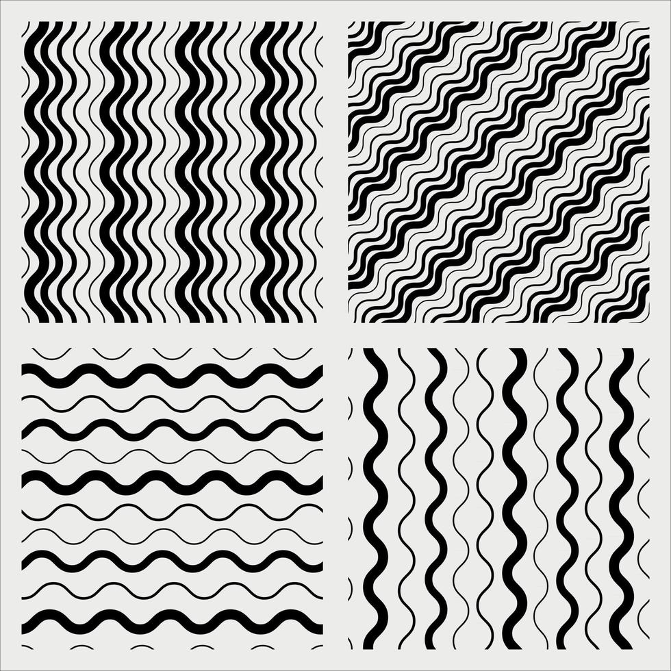 black waves pattern set vector