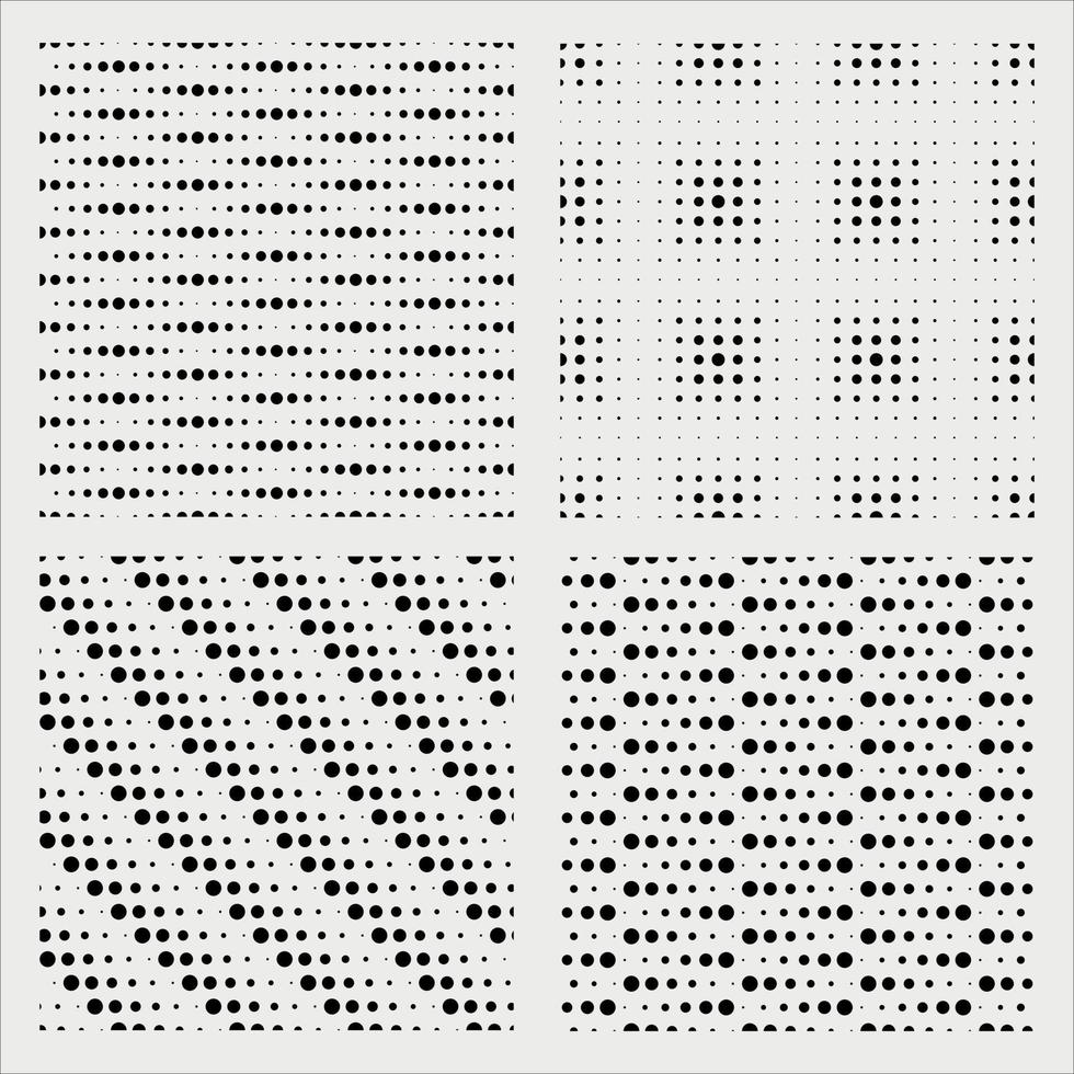 Seamless monochrome polka dot pattern set vector