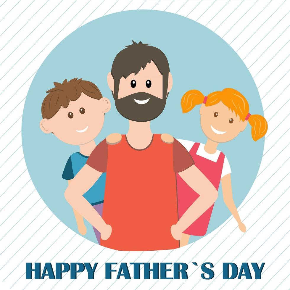 Greeting card gift for father on holiday color vector illustration flat style