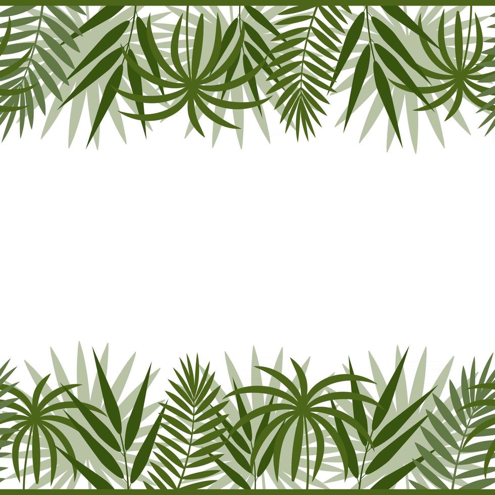 Summer frame border made of exotic tropical leaves vector