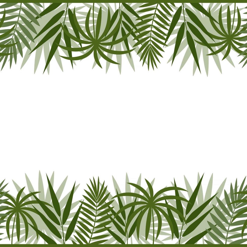 Summer frame border made of exotic tropical leaves vector