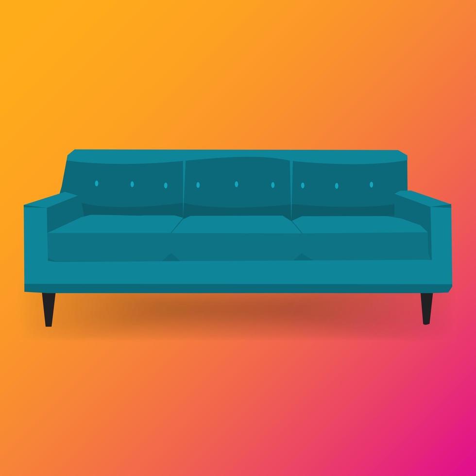 Sofá de cuero colorido para sala de estar moderna, recepción o salón vector