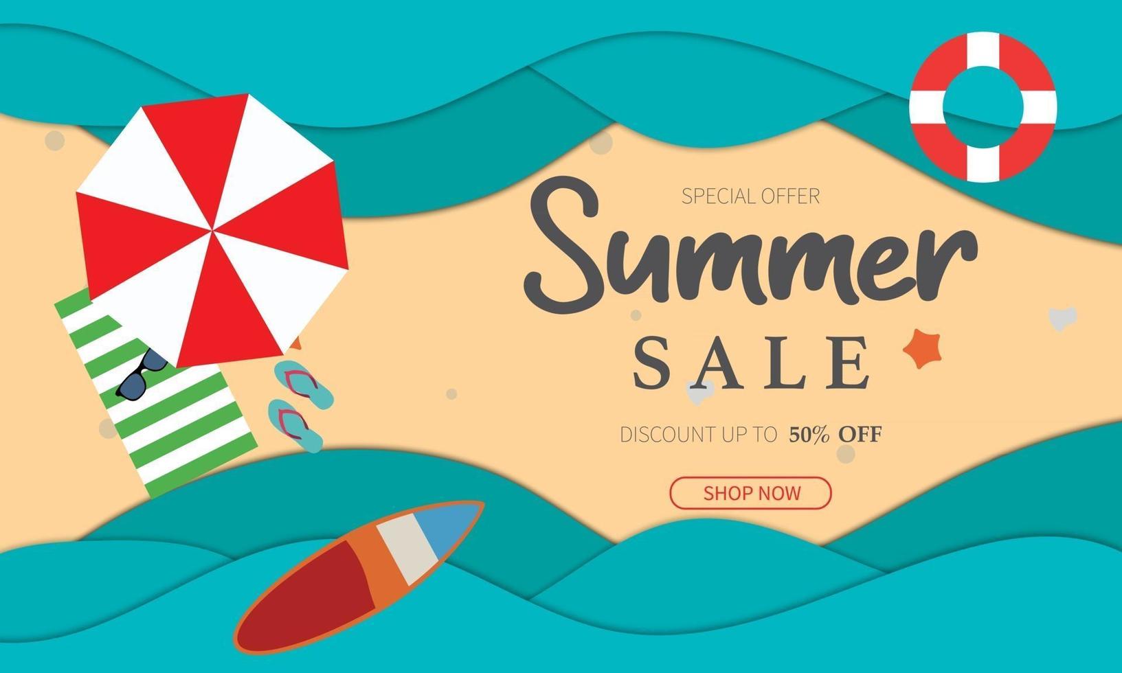 Summer Sale Wave Paper And Sand Template vector