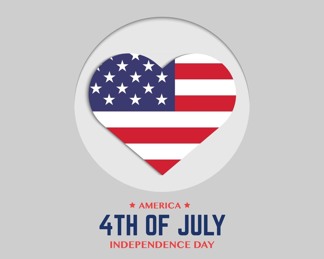 America Independence Day With Heart Flag vector