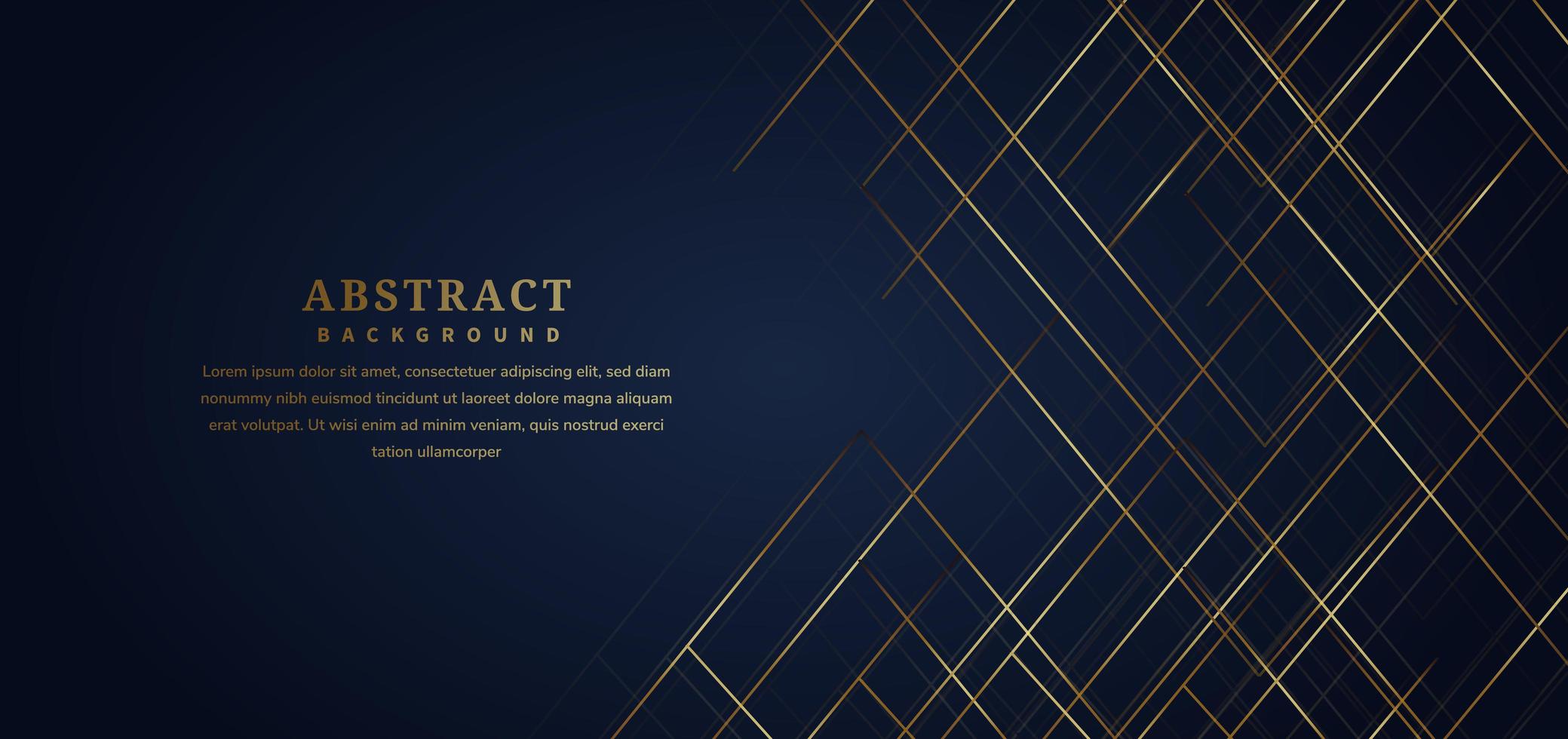 Abstract striped lines gold color on dark blue background Luxury style vector