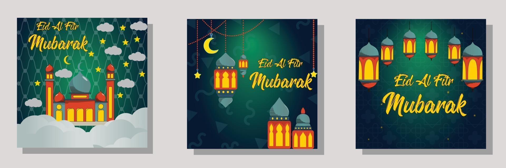 Happy Eid Mubarak Greeting Background  Design Template Collection vector