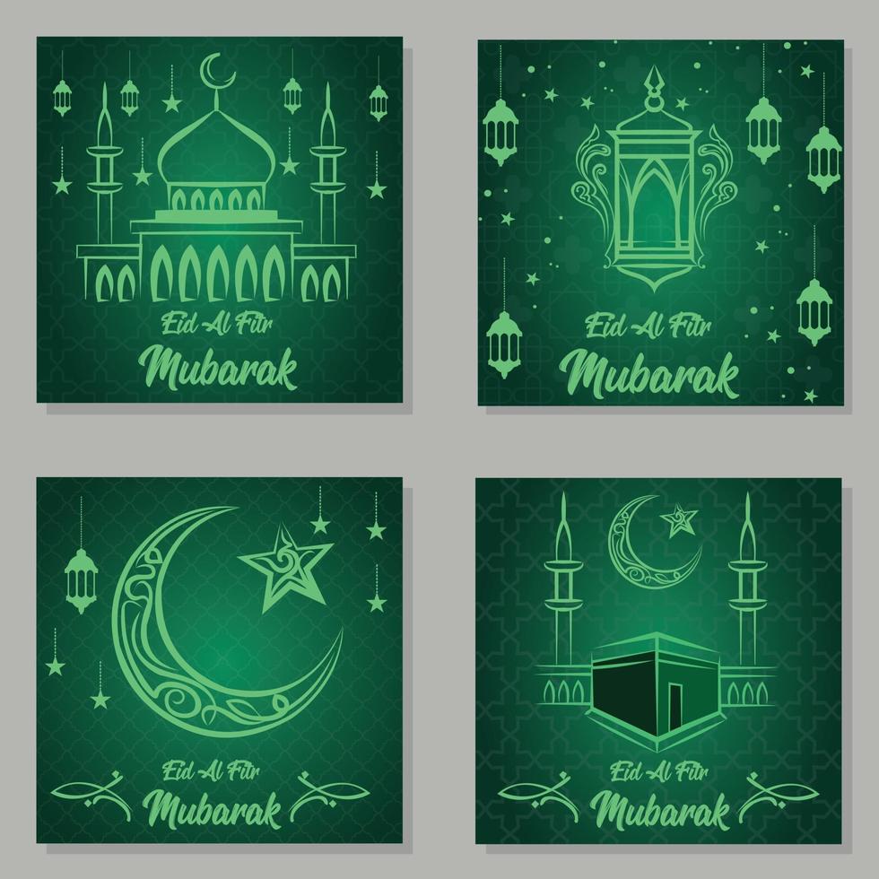 Vector illustration of eid mubarak hand drawn banner background template