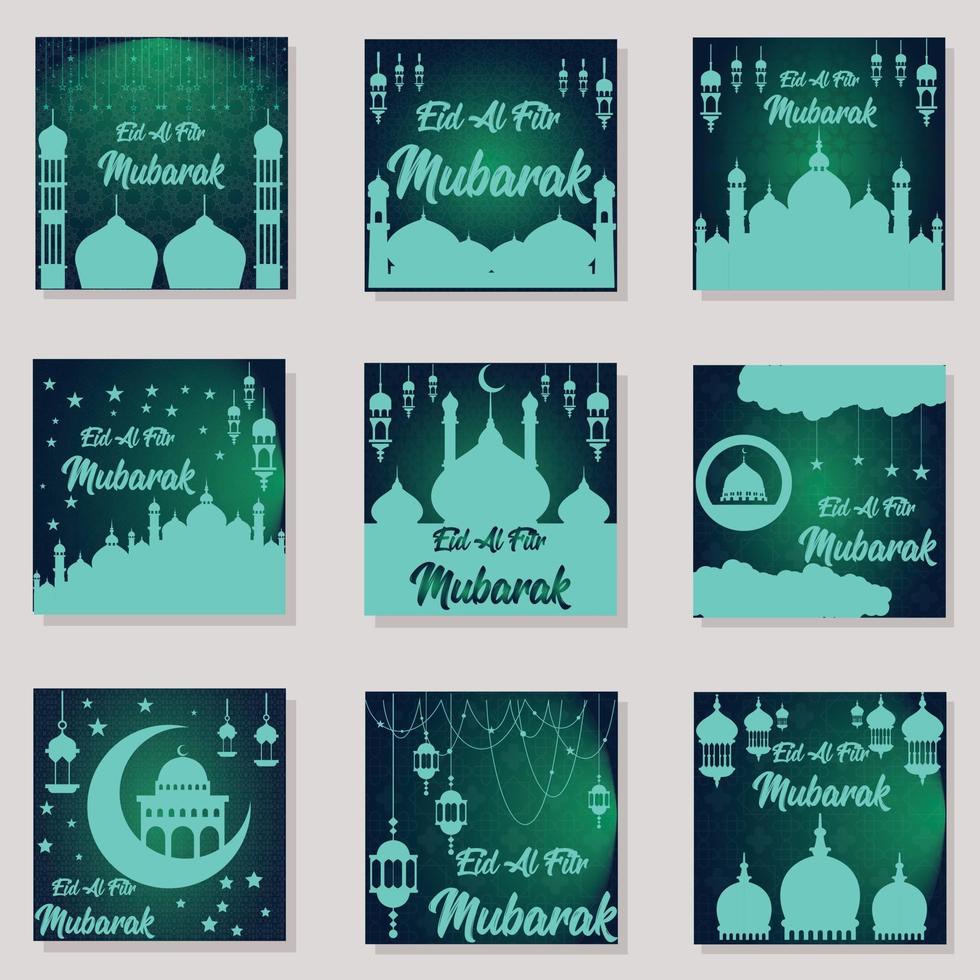 Happy Eid Mubarak Greeting Background Design Collection vector