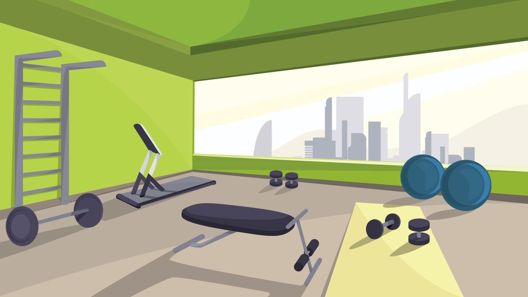 Gym with fitness equipment vector