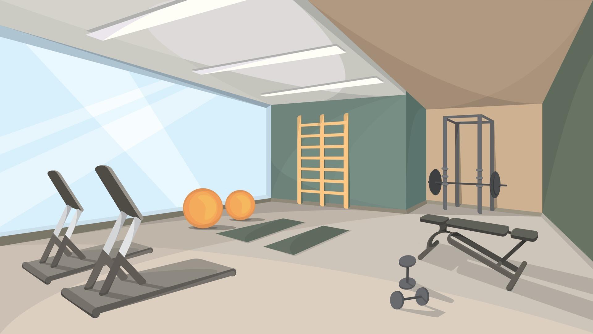 Background of gym with big window 2422411 Vector Art at Vecteezy