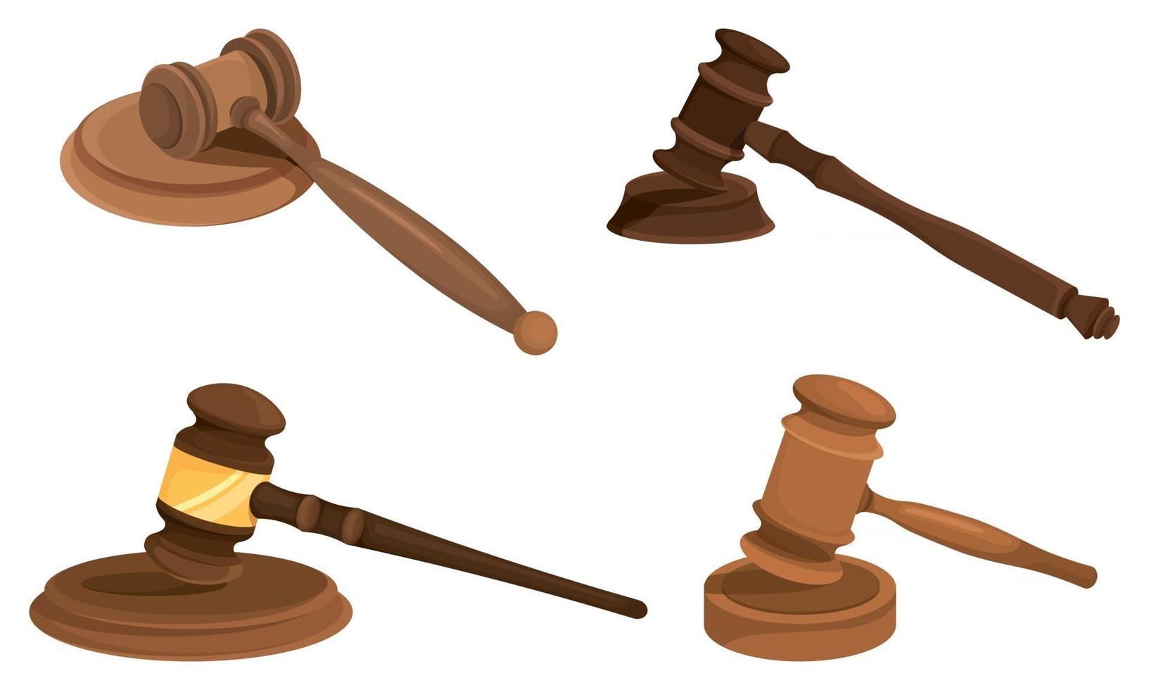 Set of different judges gavels vector