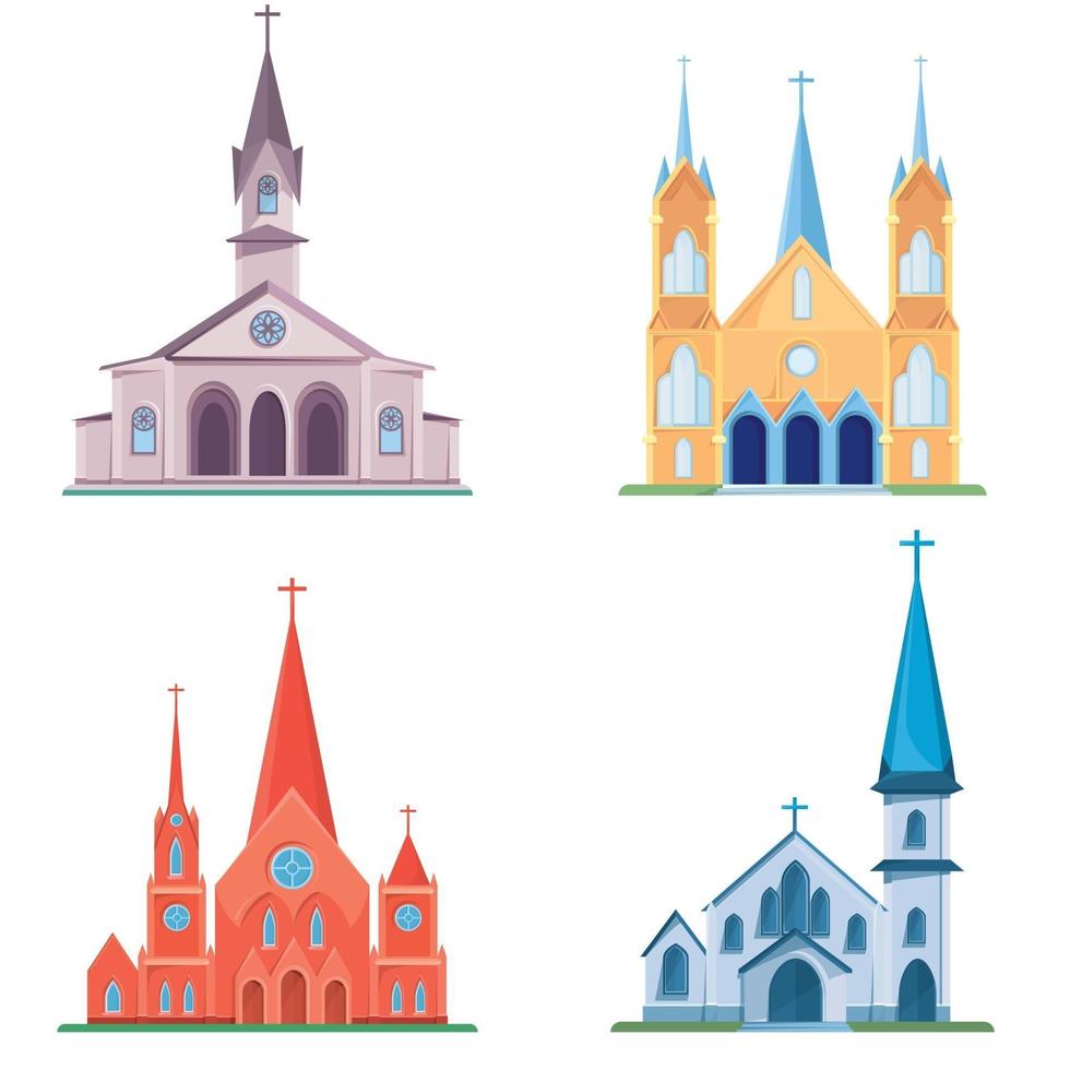 conjunto de diferentes iglesias católicas. vector