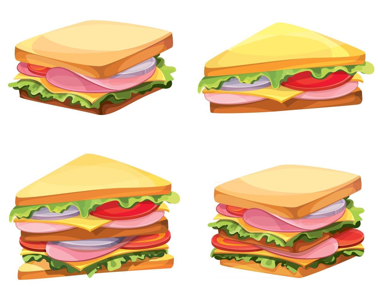 conjunto de diferentes sándwiches. vector