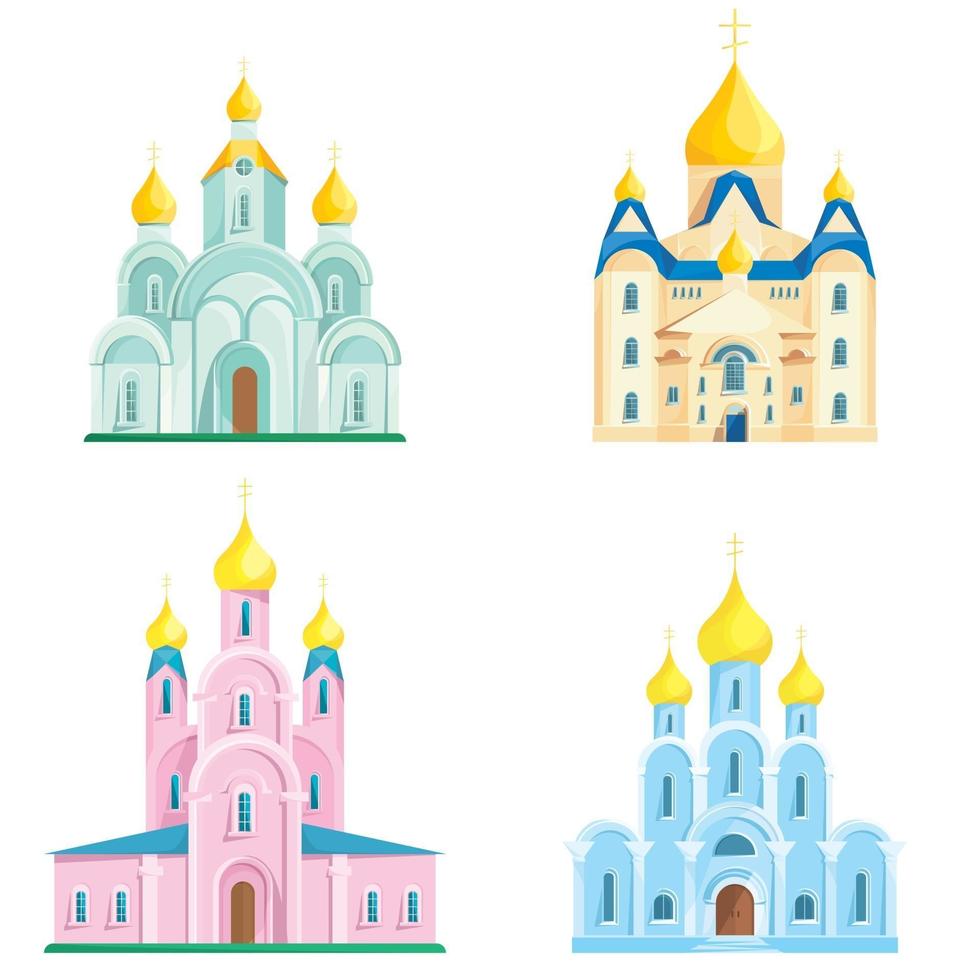 Set of different orthodox churches vector