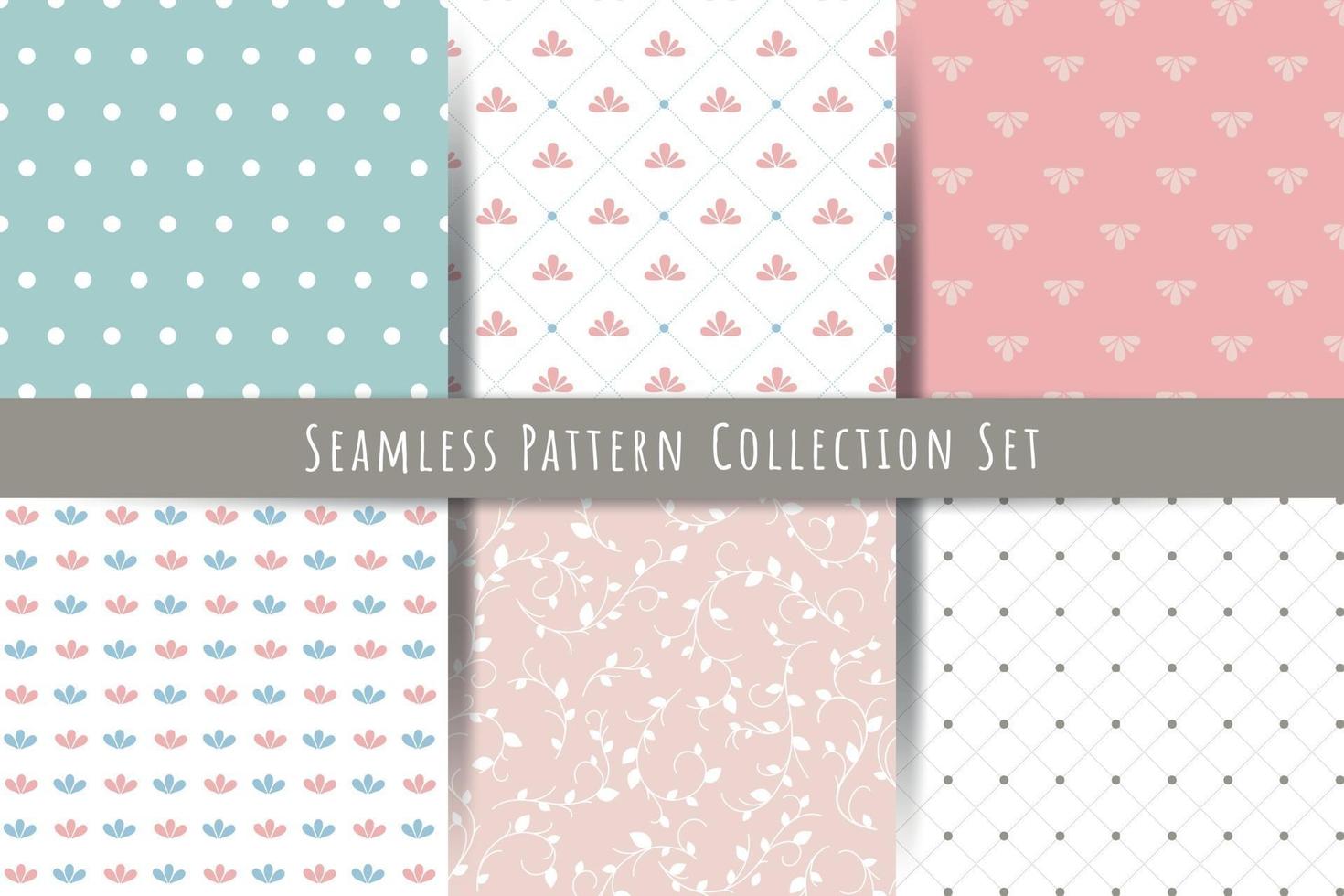 A set of simple minimalistic vintage seamless patterns gentle light ornaments with branch drops shapes vector