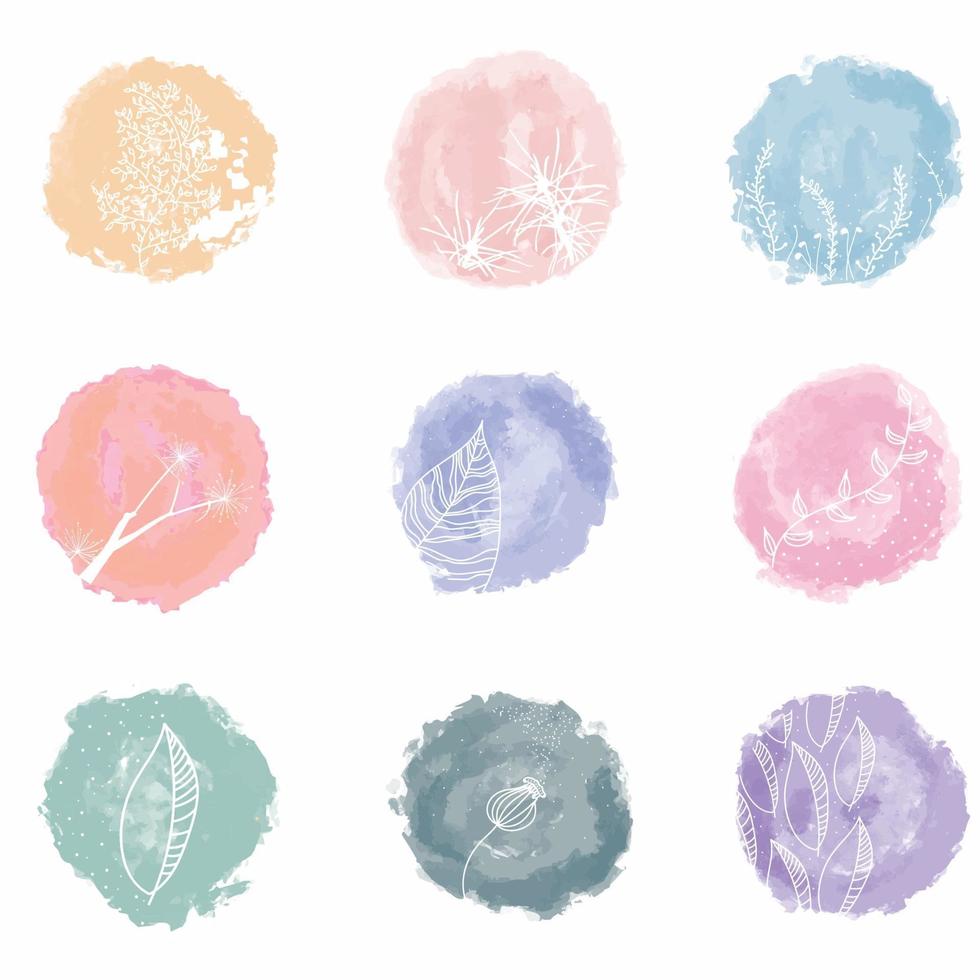 Highlight cover set abstract floral botanical icons for social media vector