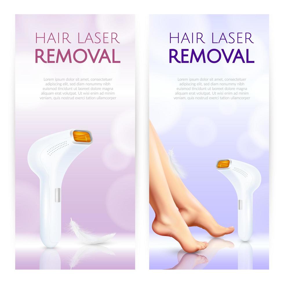 Hair Laser Removal Realistic Banners Vector Illustration