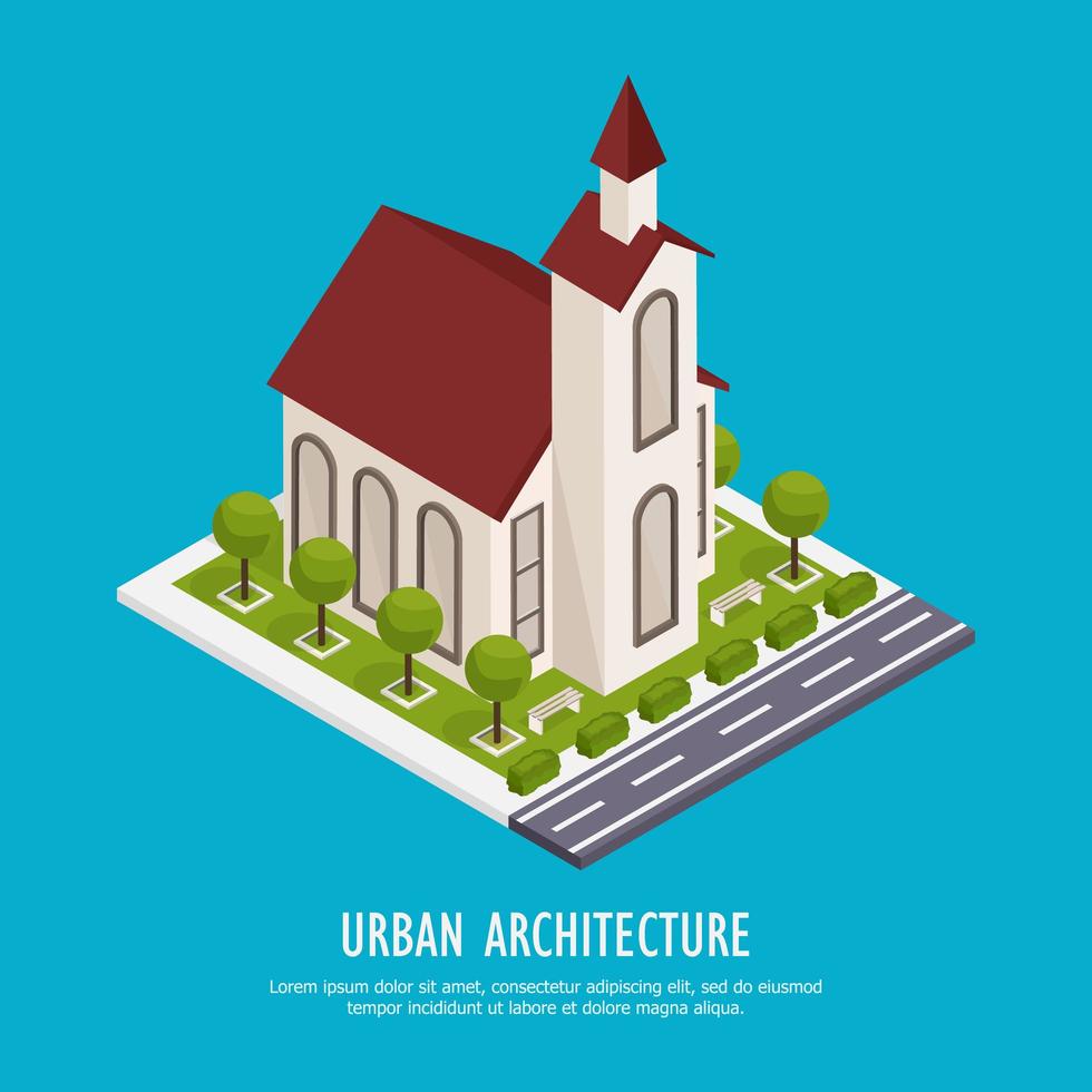 Ilustración de vector de fondo isométrico de arquitectura urbana