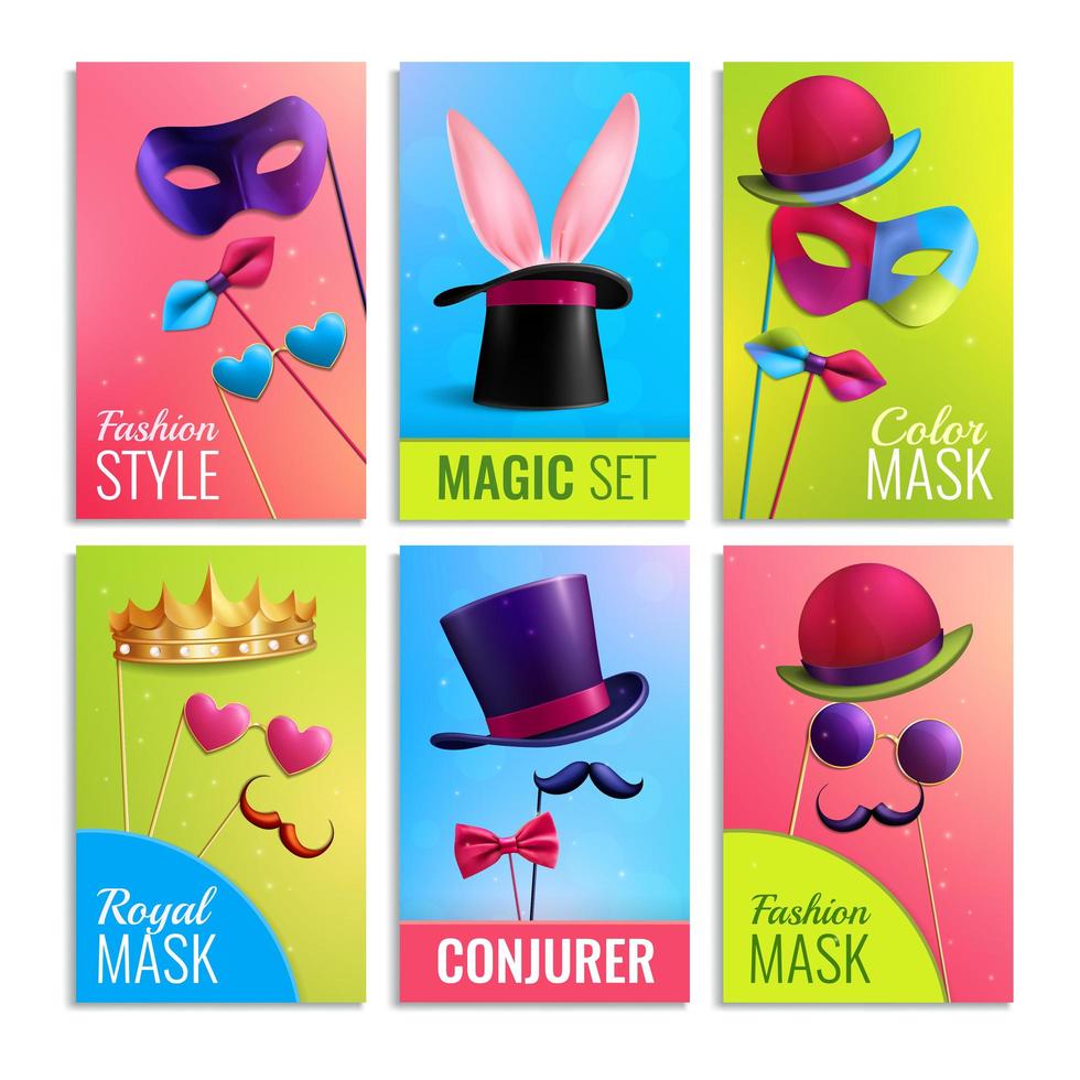 Photobooth Cards Set Vector Illustration