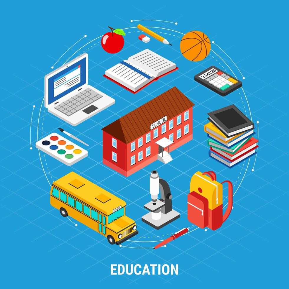 Education Isometric Concept Vector Illustration