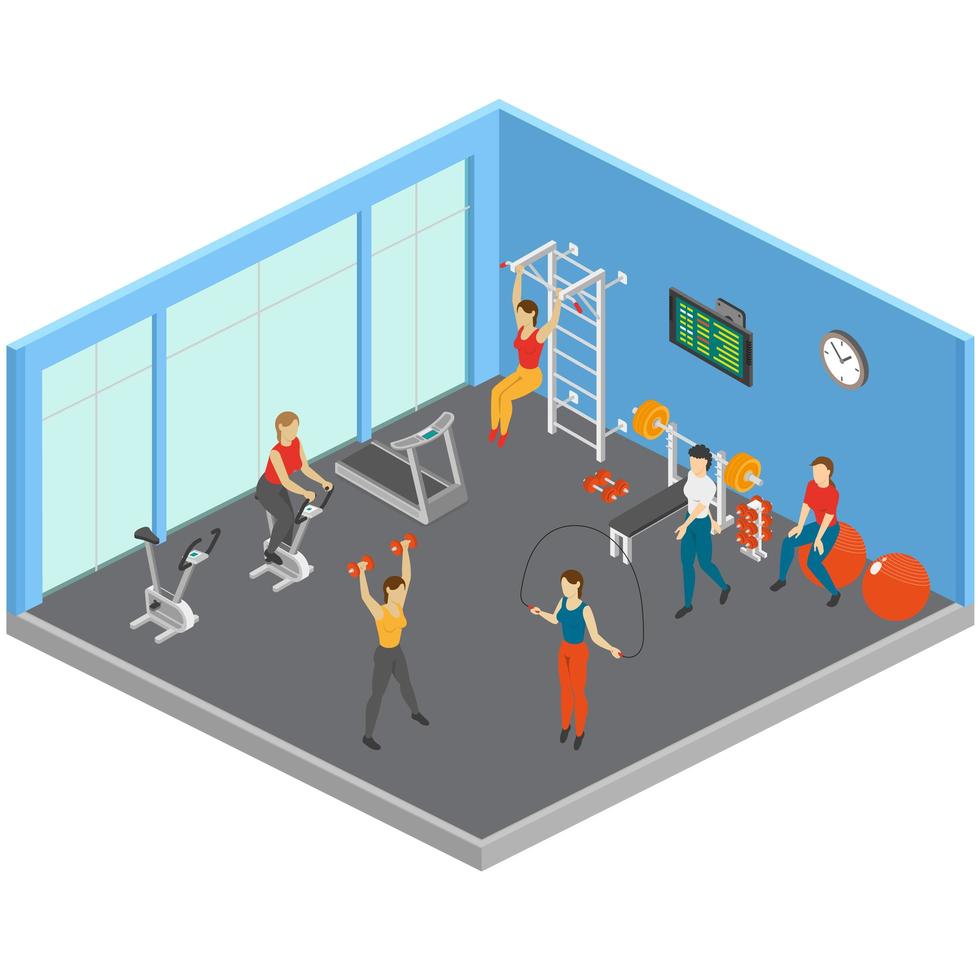 Keep Fit Studio Composition Vector Illustration