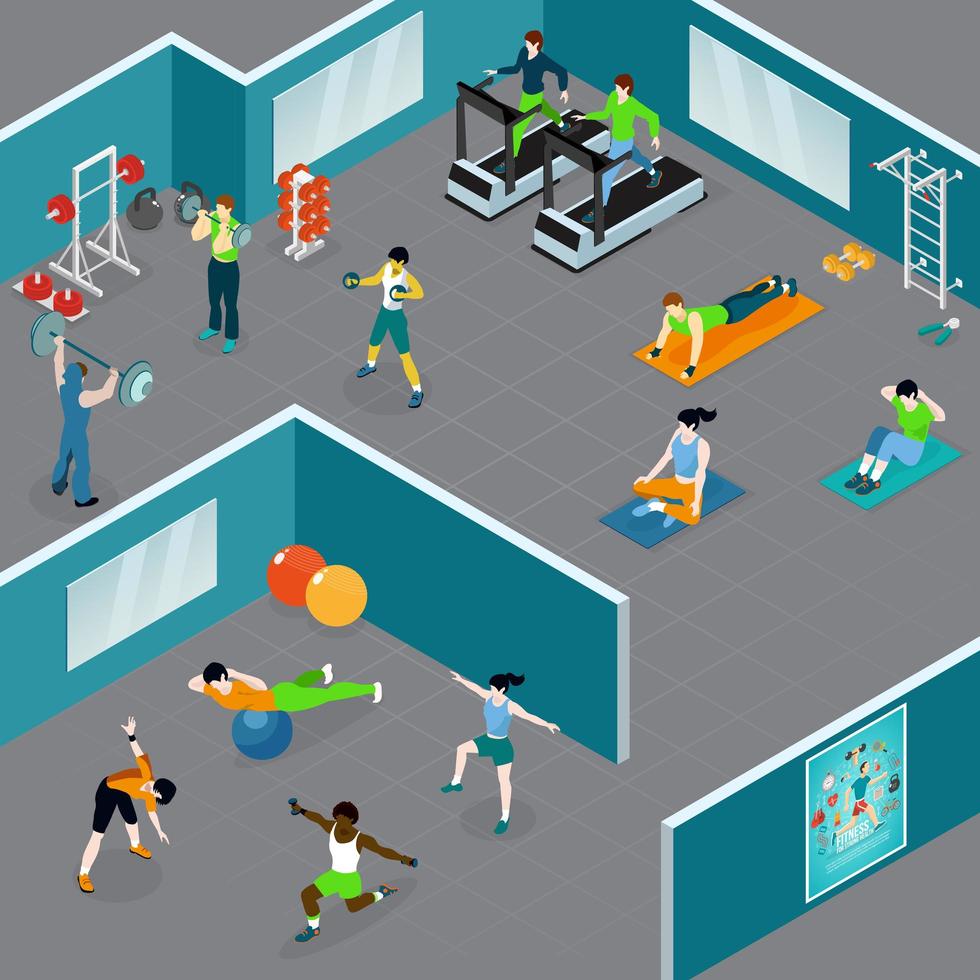 Gym Fitness Sports Composition Vector Illustration